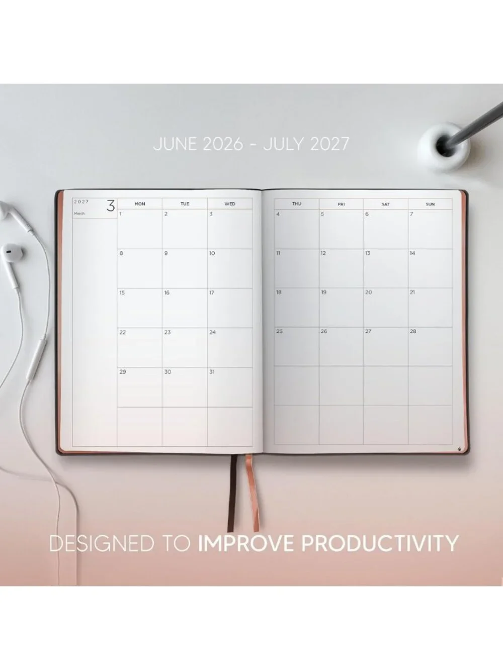 Rose Gold Academic Planner 2026-2027 - Weekly & Monthly Softcover Calendar